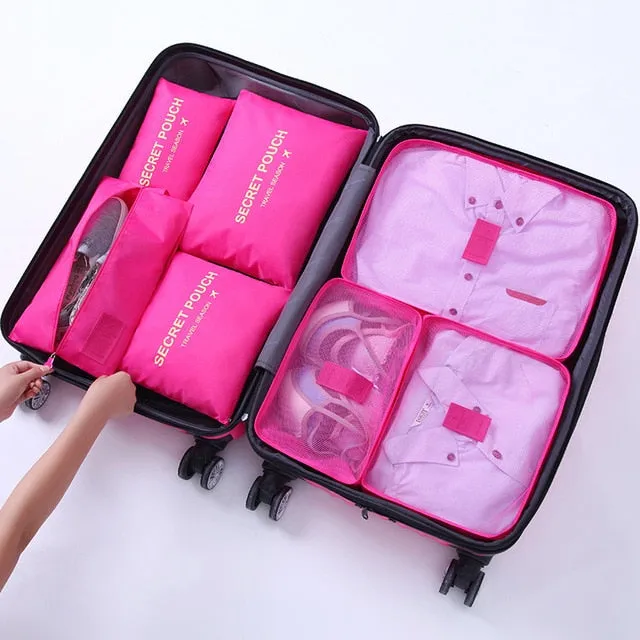 1 Set 7PCS High Quality Oxford Cloth Travel Mesh Bag In Suitcase Luggage Organizer Packing Cube