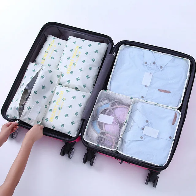 1 Set 7PCS High Quality Oxford Cloth Travel Mesh Bag In Suitcase Luggage Organizer Packing Cube