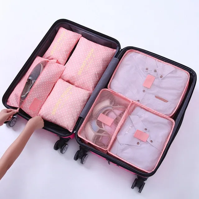 1 Set 7PCS High Quality Oxford Cloth Travel Mesh Bag In Suitcase Luggage Organizer Packing Cube