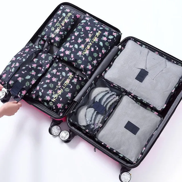 1 Set 7PCS High Quality Oxford Cloth Travel Mesh Bag In Suitcase Luggage Organizer Packing Cube