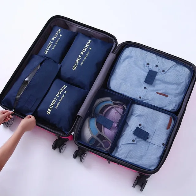 1 Set 7PCS High Quality Oxford Cloth Travel Mesh Bag In Suitcase Luggage Organizer Packing Cube