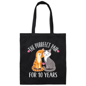 10th Anniversary Gift Cute Couples 10 Years Canvas Tote Bag