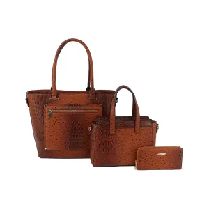 3 in 1 matching crocodile texture bags set