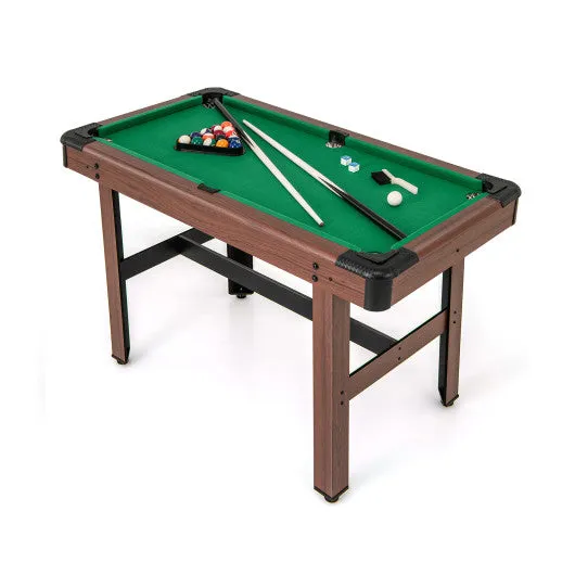 48 Inch  Pool Wooden Game Table With Full Set of Ballsfor Kids and Adults-Green