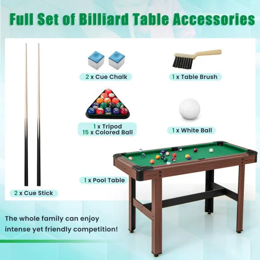 48 Inch  Pool Wooden Game Table With Full Set of Ballsfor Kids and Adults-Green