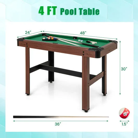 48 Inch  Pool Wooden Game Table With Full Set of Ballsfor Kids and Adults-Green