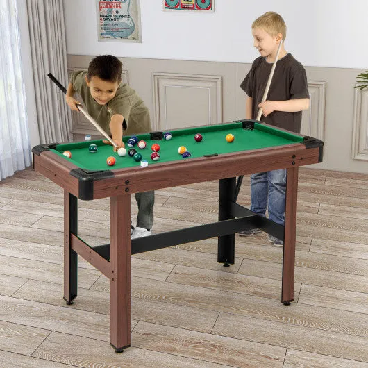 48 Inch  Pool Wooden Game Table With Full Set of Ballsfor Kids and Adults-Green