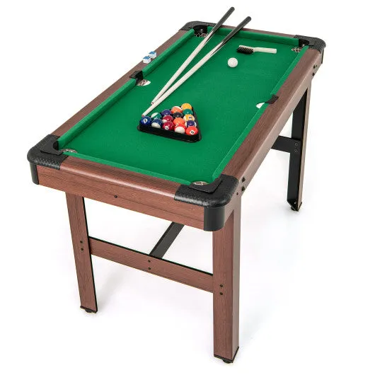 48 Inch  Pool Wooden Game Table With Full Set of Ballsfor Kids and Adults-Green