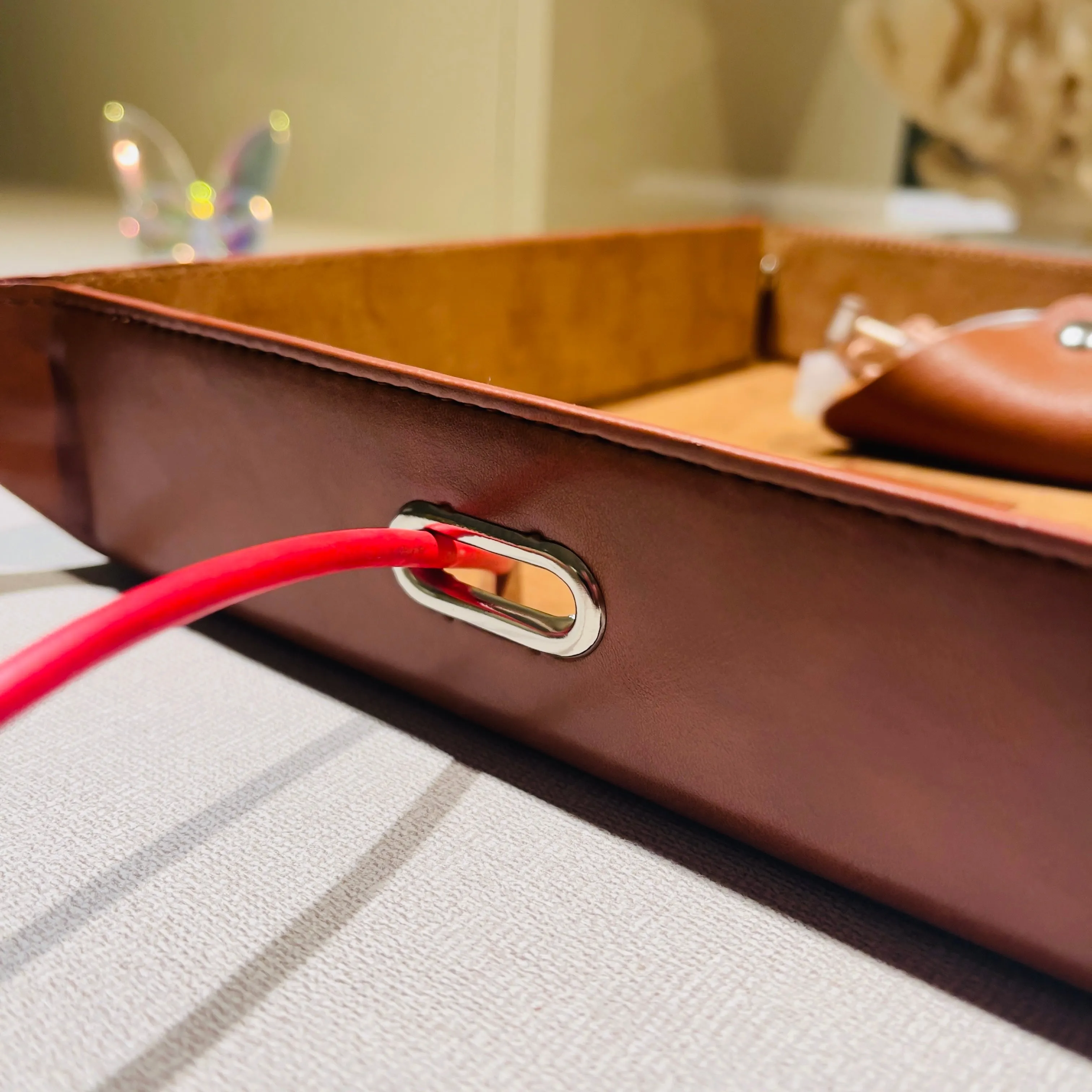 A Lovely Leather Basket Caddy To Charge Your Phone •Beautiful, Organized and Safe