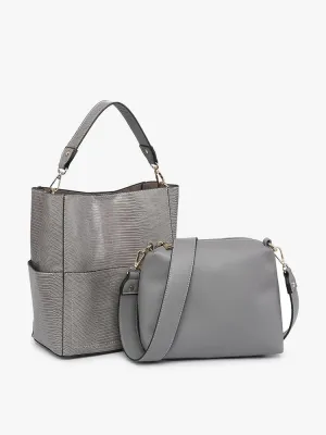 Abby Lizard Bucket Bag (Grey)