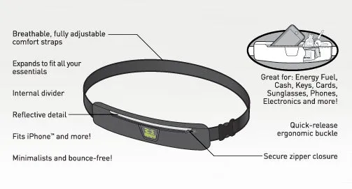 Amphipod AirFlow MicroStretch Belt Black/Silver Large