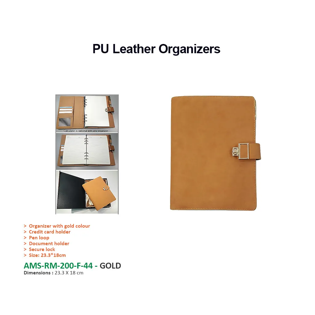 AMS-RM-200-F-44 - Brown PU Leather Organizer