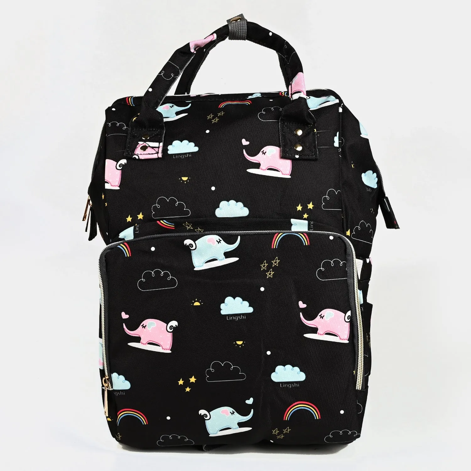 Baby Care Mother Backpack Elephant | BLACK