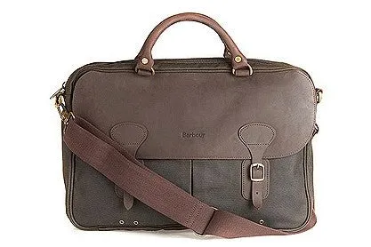 Barbour Briefcase - Olive Wax-with Leather Trim UBA0004OL711