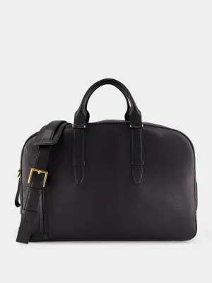 Black Grain Leather Buckley Bowling Bag