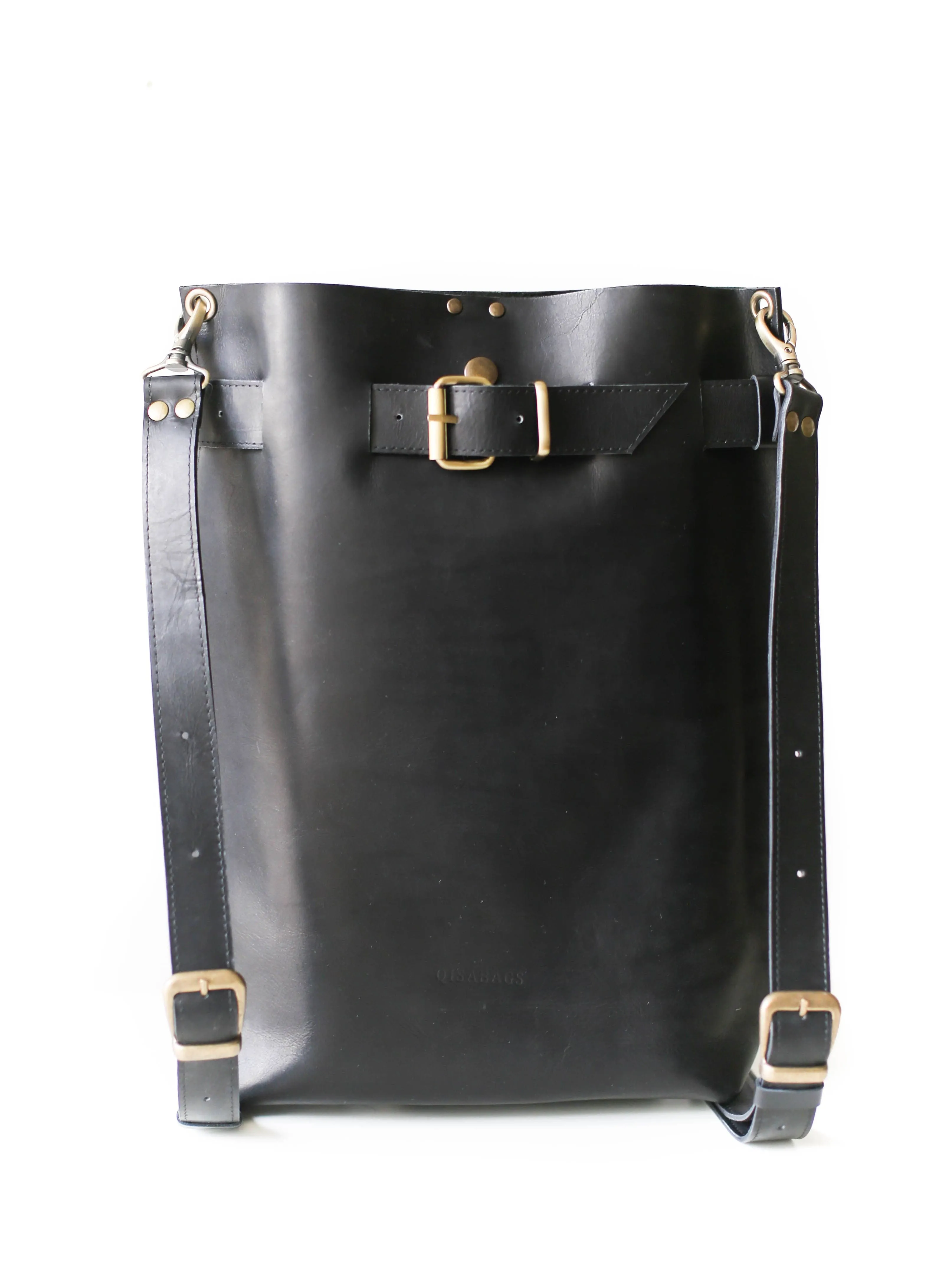 Black Large Leather Backpack Purse