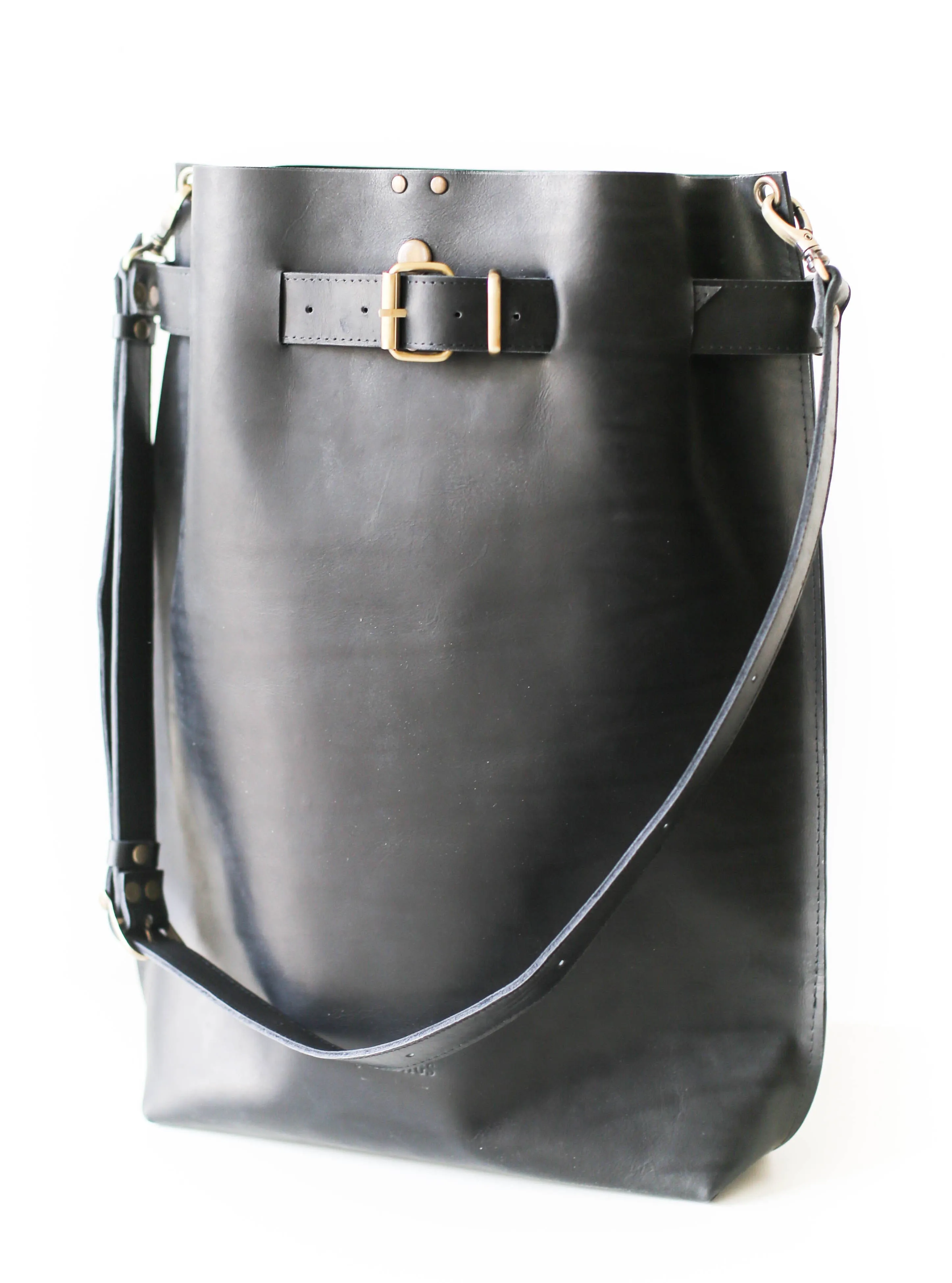 Black Large Leather Backpack Purse