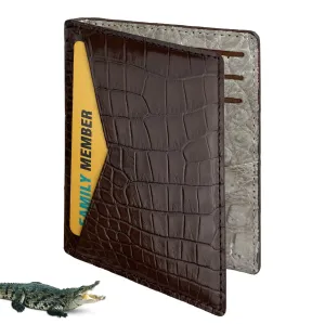 Brown & White Double Side Alligator Leather Credit Card Holder | RFID Blocking | CARD-30