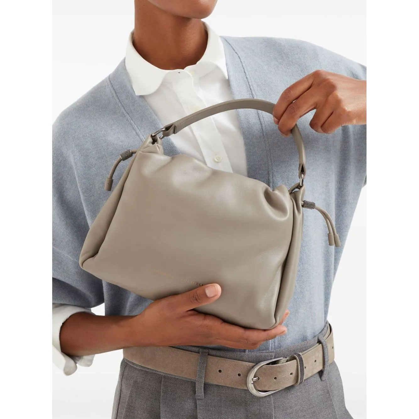 Brunello Cucinelli  calf leather Handbag Dove Grey