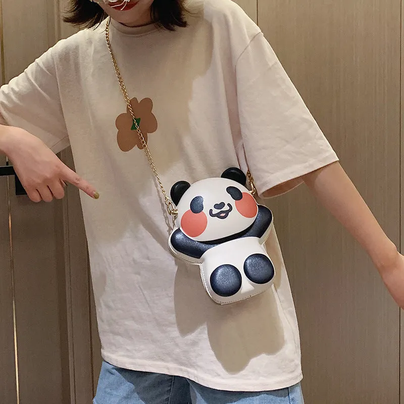 Cartoon chain panda shoulder bag