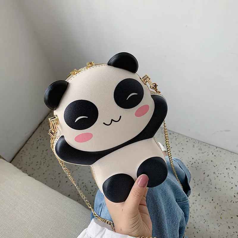 Cartoon chain panda shoulder bag