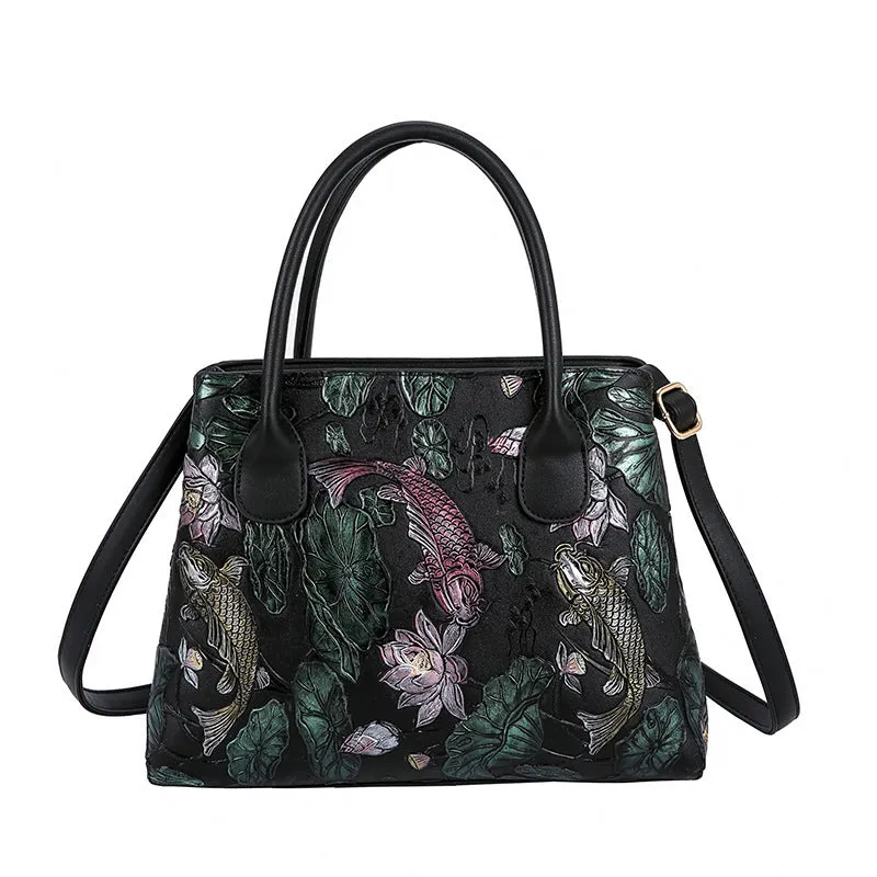 Chinese style painted embossed retro bag