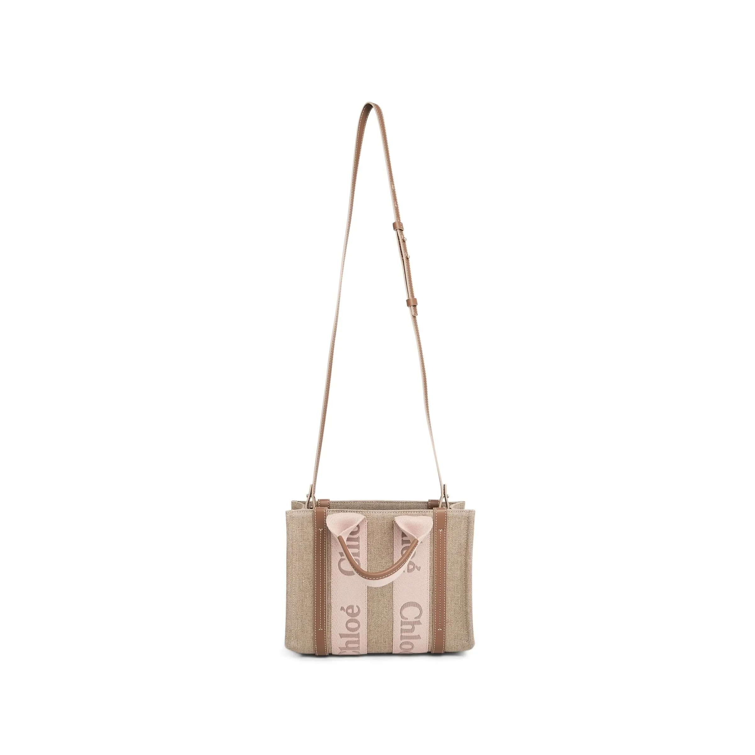 Chloe Small Woody Tote Bag in Blushy Beige