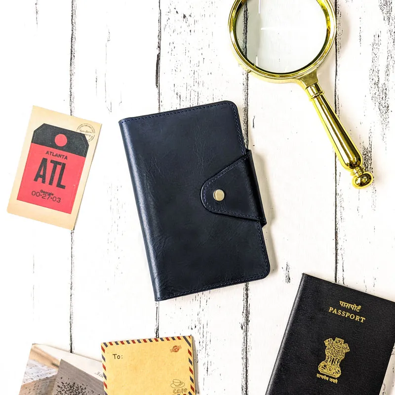 Classic Passport Holder   Luggage Tag Bundle - Navy Blue