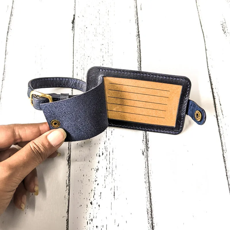 Classic Passport Holder   Luggage Tag Bundle - Navy Blue