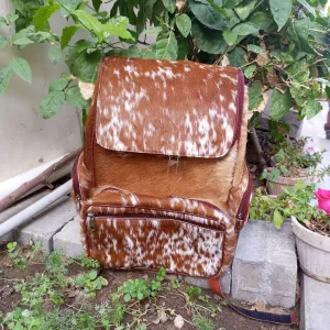 Cowhide Diaper Bag Leather Backpack Large Travel Backpack