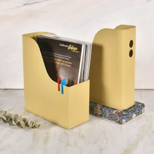 ELAN Sauve Metal File Holder, Books and Magzine Holder, Set of 2 (Daisy Yellow)