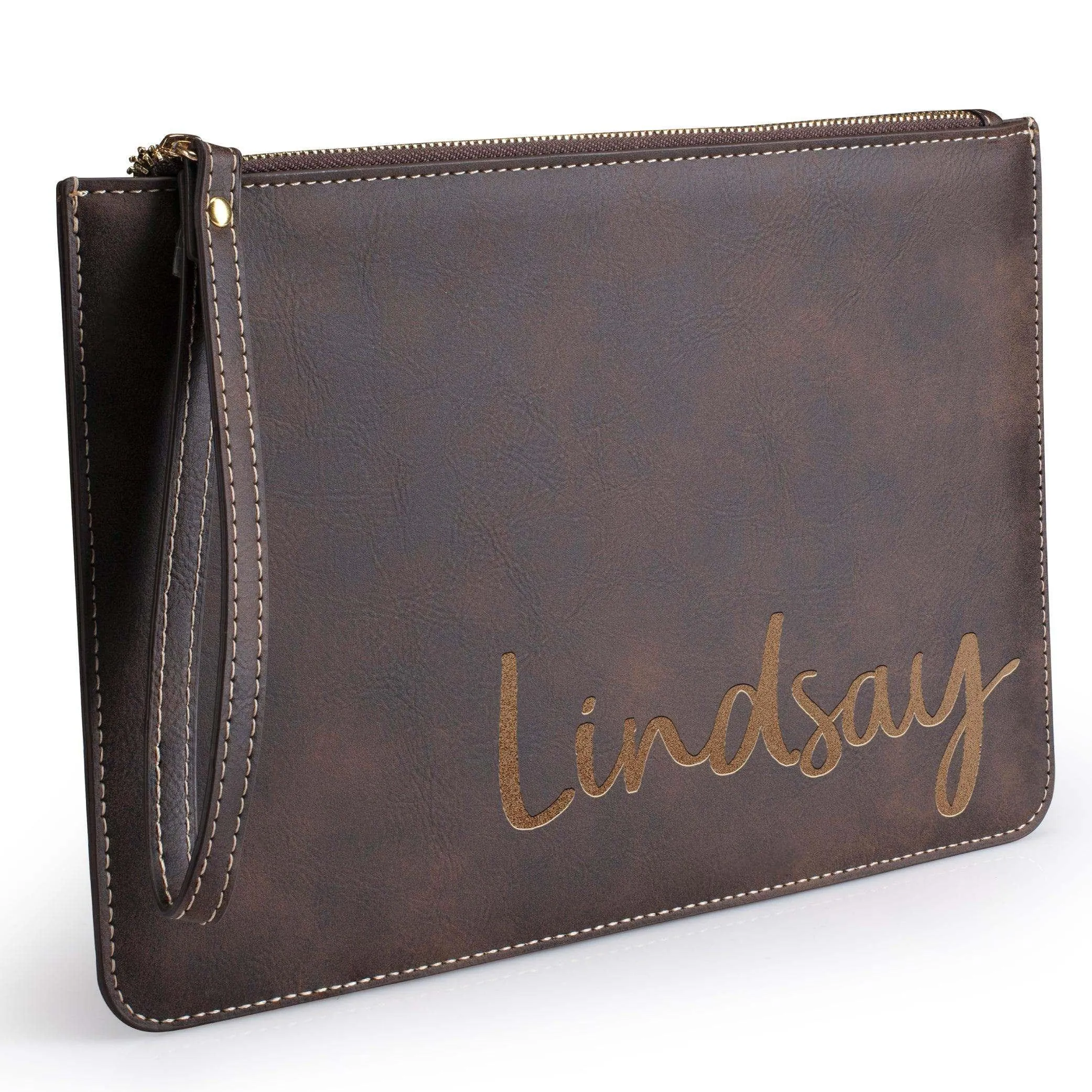 Engraved Leather Makeup Bag