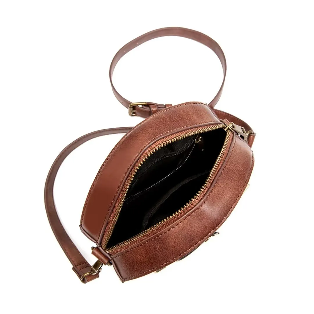 Exotic Round Leather Statement Bag