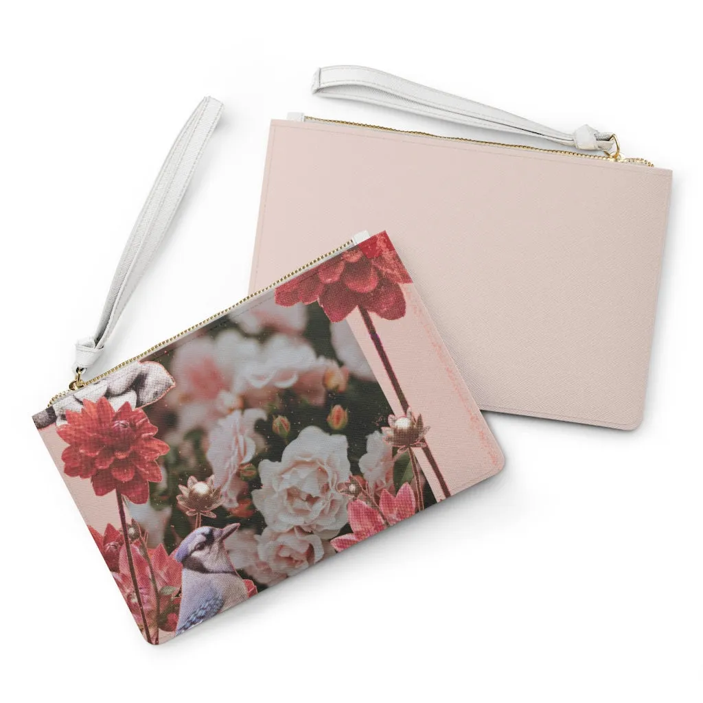 Floral Grunge Design Vegan Zipped Clutch Bag