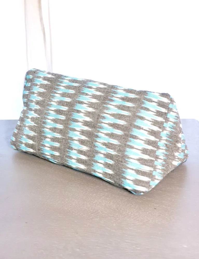 Grey Teal Ikat Toiletry Bag