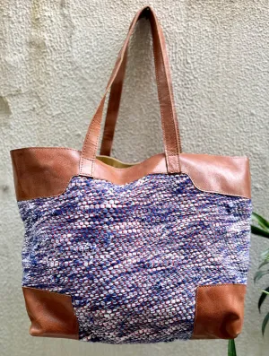 Handcrafted Jawaja Leather Tote with Patch