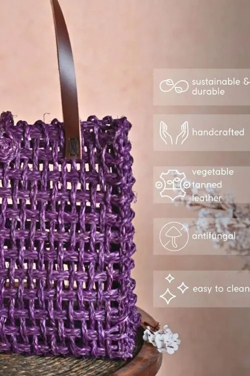 Handmade Sabai Grass Mesh Bag - Large (Lavender)