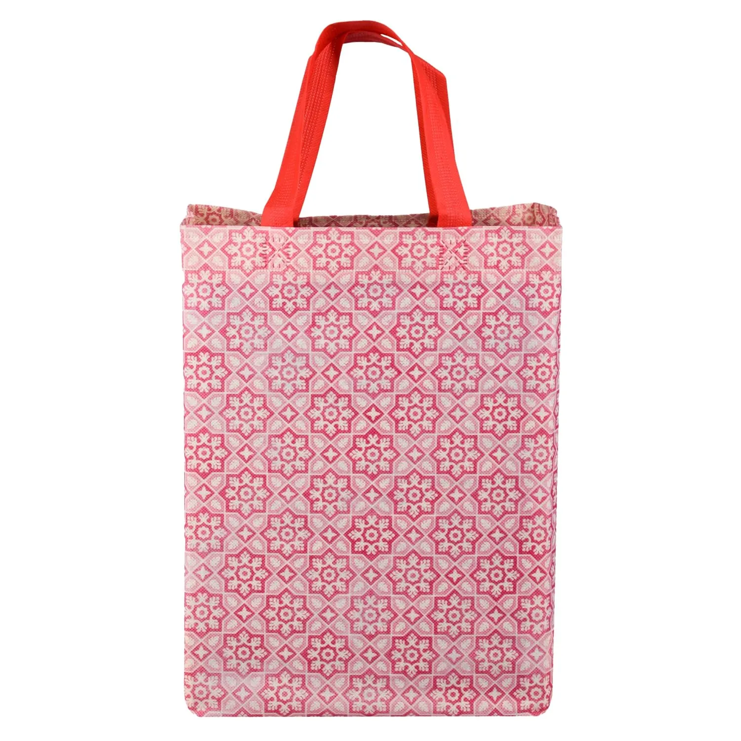 Heart Home Shopping Handbag | Grocery Handbag | Shopping Bag | Grocery Shopping Bag | Reusable Shopping Bags | Vegetable Bag | Star-Print Carry Bag | Pack of 6 | Pink