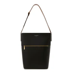 Honoré Flora black calfskin leather shoulder bag with laptop compartment