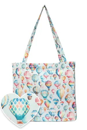 Hot Air Balloon Print Beach Tote Bag