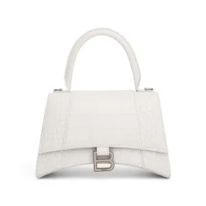 Hourglass Small Croco Embossed Bag in White