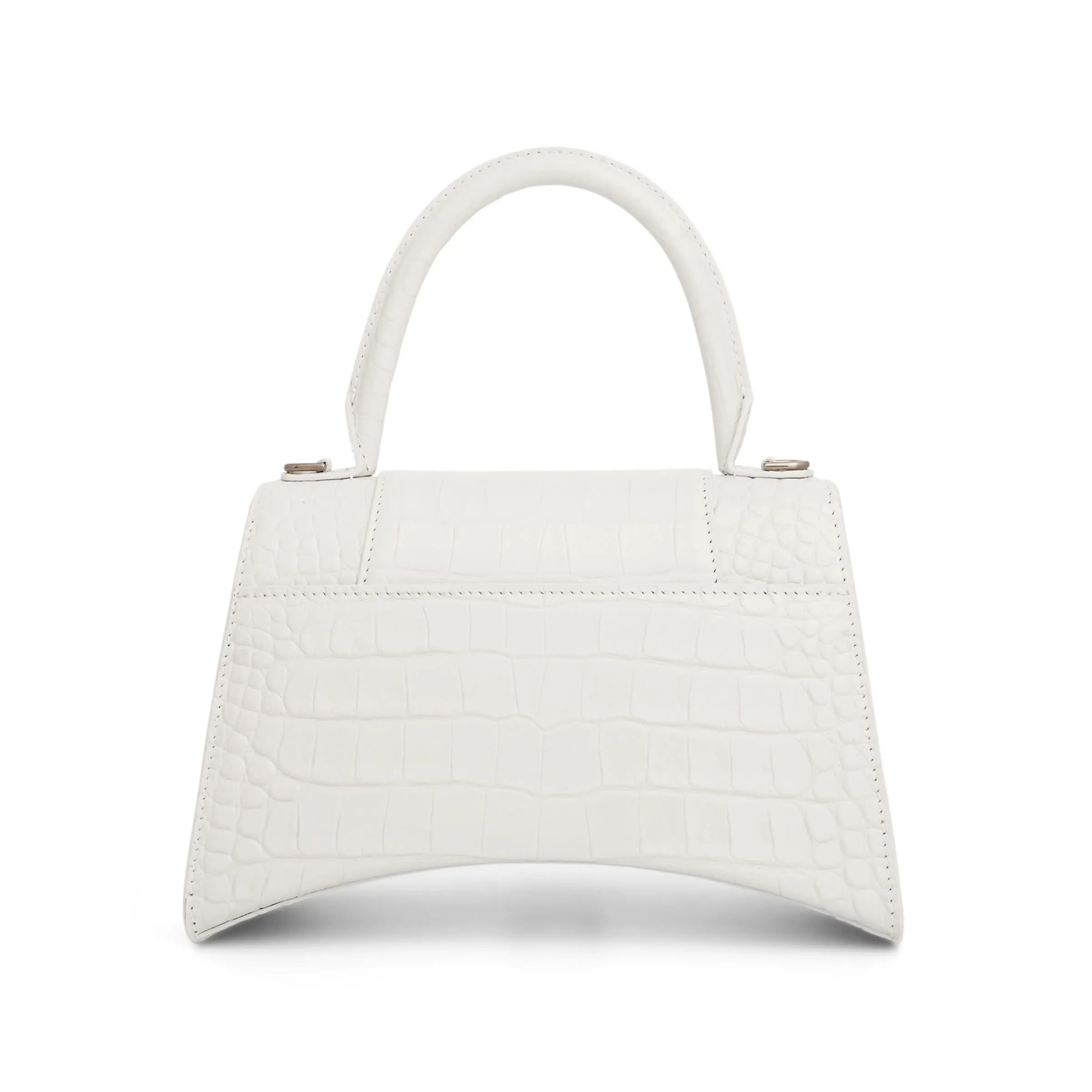 Hourglass Small Croco Embossed Bag in White