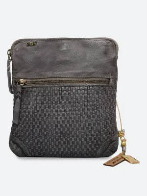 Ilana: Grey Mini Crossbody Bag With Mini Square Weave