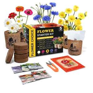 Indoor Daisy Garden Starter Kit | 5 Non-GMO Flower Seeds With Gardening Tool Set | Jute Bags | Markers