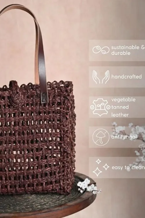 Kadam Haat Handmade Sabai Grass Mesh Bag - (Brown)