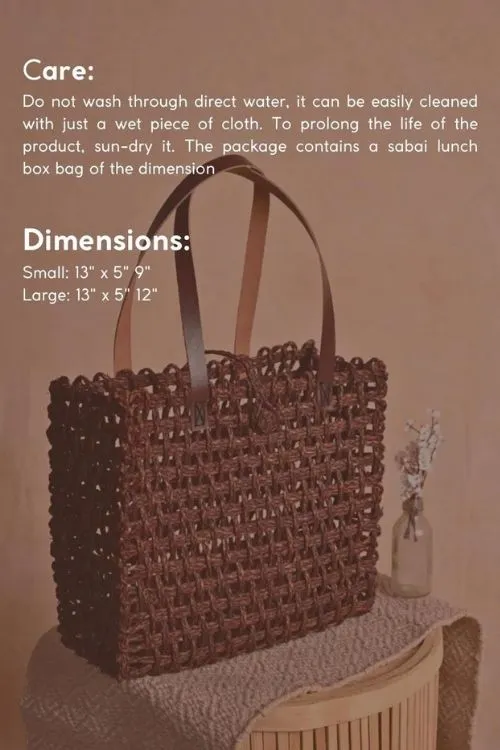 Kadam Haat Handmade Sabai Grass Mesh Bag - (Brown)