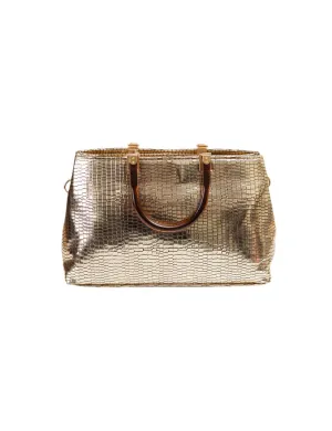 Metallic Gold Croc Tote