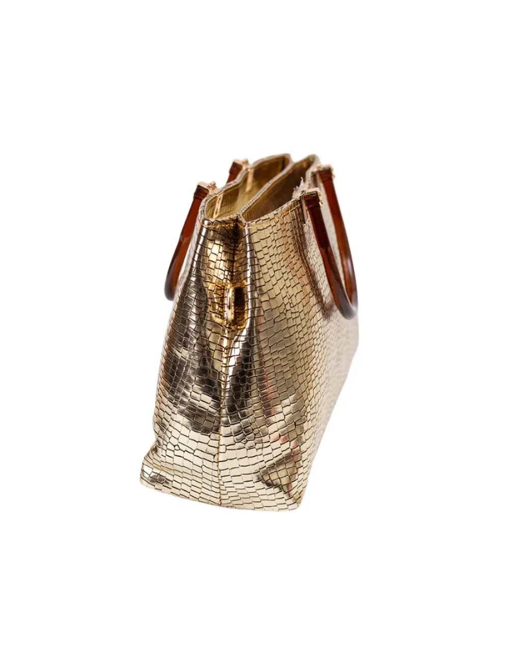 Metallic Gold Croc Tote