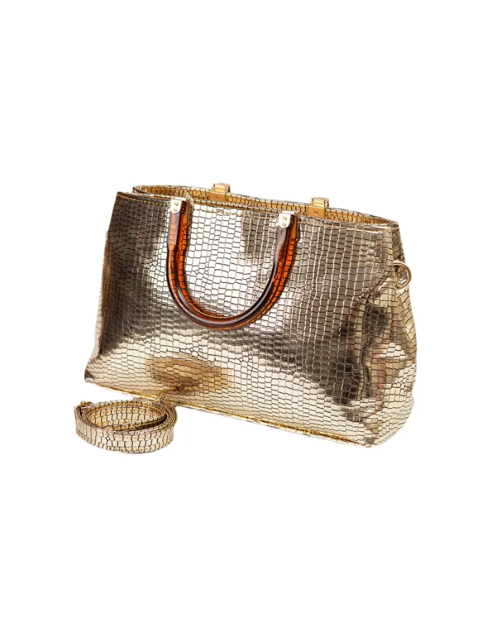 Metallic Gold Croc Tote