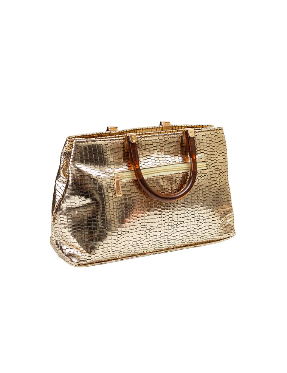 Metallic Gold Croc Tote